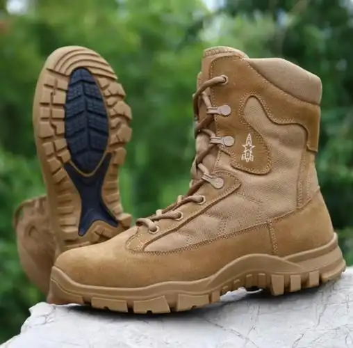 正品新式火箭棕色作训战靴男拉链户外耐磨作战高帮鞋