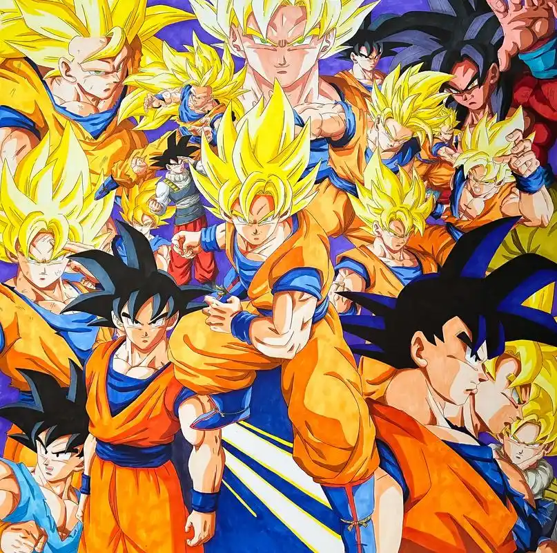 龙珠z卡卡罗特大合集 马克笔手绘.满屏的随悟空,超级赛亚人卡 - 抖音