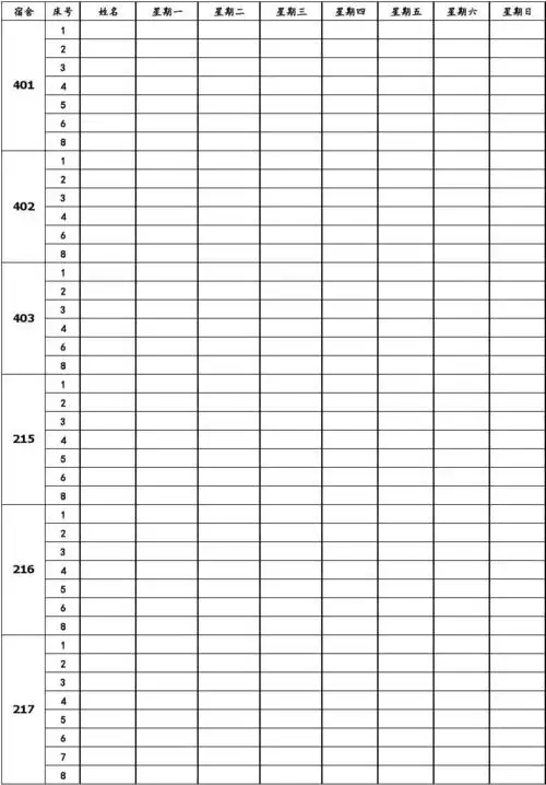 2015级23班宿舍扣分统计表