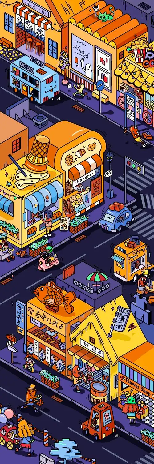 可爱社区|描边插画|涂鸦