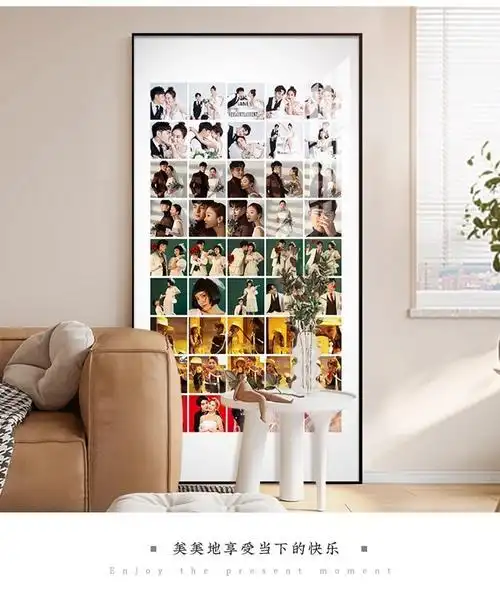 尔煦多宫格照片婚纱照相框定制照片墙diy装饰玄关制作结婚照放大挂墙