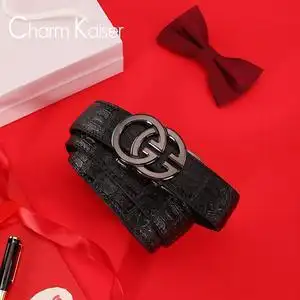 00故生商贸淘宝charmkaiser皮带男无牙自动扣牛皮腰带男真皮商务