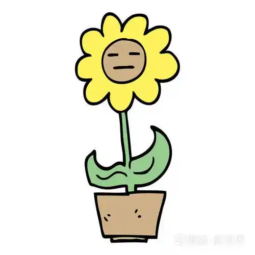 手绘涂鸦式卡通花盆