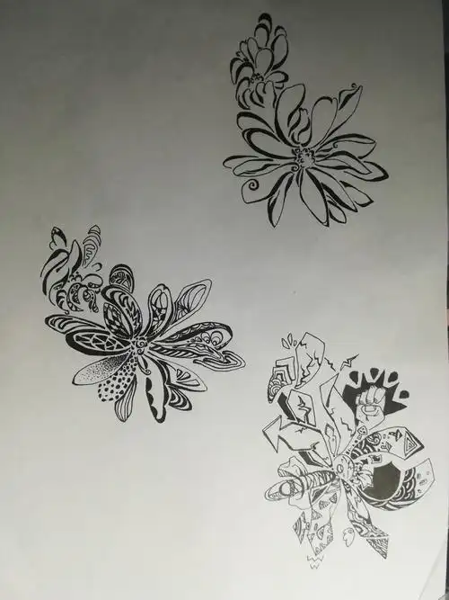 之前花卉变形的作业的一部分,感觉这一页最满意