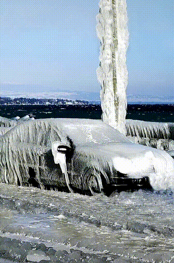 海水结冰冻成北极圈分圈山东罕见雪景刷屏朋友圈冷04哭了