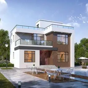 b848二层网红平顶复式农村新款别墅两层现代风格简单建房设计图纸