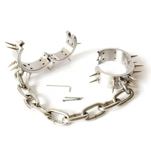 黑帝厂家直销正品 男用不锈钢带刺钉脚铐脚镣 成人情趣用品批发