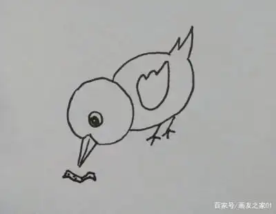 小鸟争吃虫子简笔画图片教程小鸟在草地上捉虫子的简笔画捉虫的乌鸦简