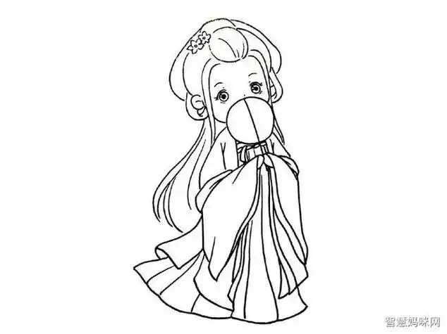 古代美女简笔画画法步骤图片-儿童简笔画大全古代公主画全身怎么画