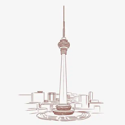 关键词:元素免抠北京建筑手绘电视塔白描线稿装饰建筑物建筑群旅游