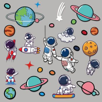 行李箱贴纸卡通可爱贴纸行李箱旅行箱笔记本电脑ipad贴画立始a4宇航员