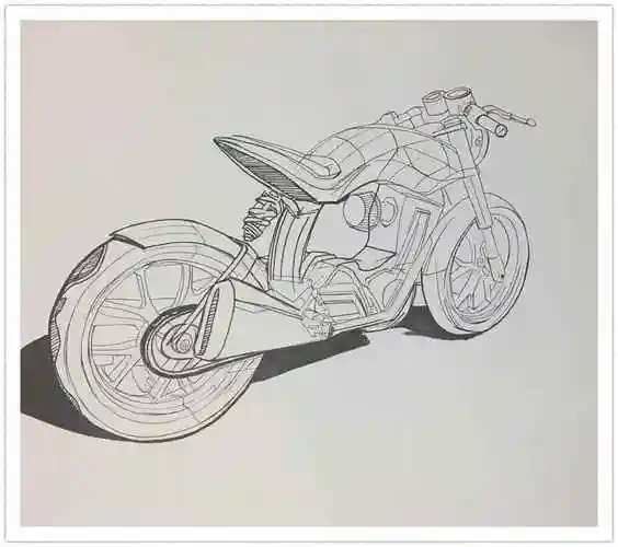 手绘线稿摩托车
