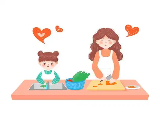 母亲节做饭厨房母亲辛苦了元素分担家务劳动png素材