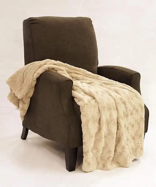 bnf home swirl faux fur throw blanket, 50 by 60 inch natural