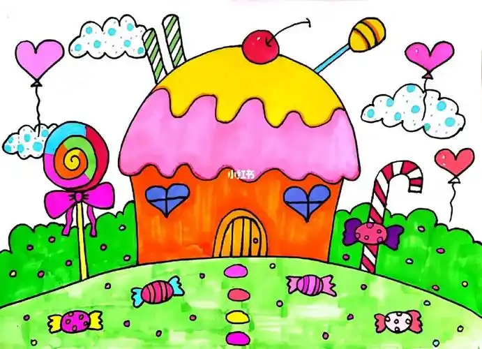 糖果屋甜品屋儿童画临摹