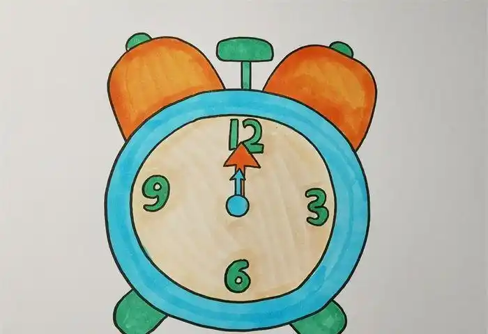 时钟简笔画12点半