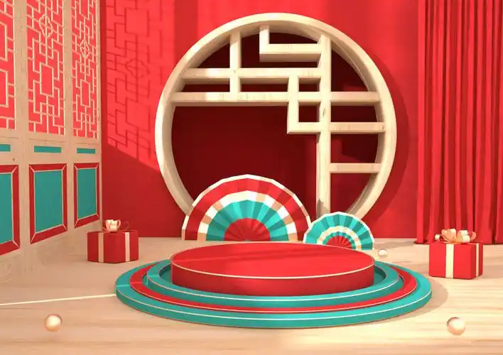 110款国潮风双11新年喜庆商品促销展台c4d模型