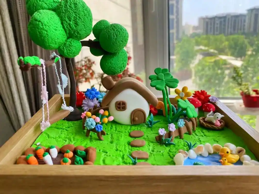 粘土场景小院子  #手工diy #手工 #粘土 #创意手工 - 抖音