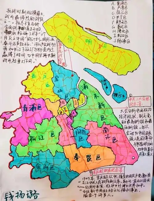 四史学习教育手绘红色上海地图作品展示三