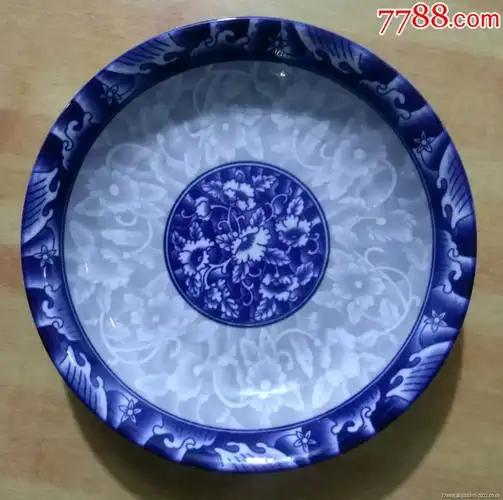 青花缠枝莲花盘(完美十品)-价格:19元-au30047883-青花瓷 -加价-7788