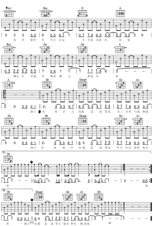 张学友《张学友 一路上有你》吉他谱_c调简单版_弹唱_六线谱-吉他粉