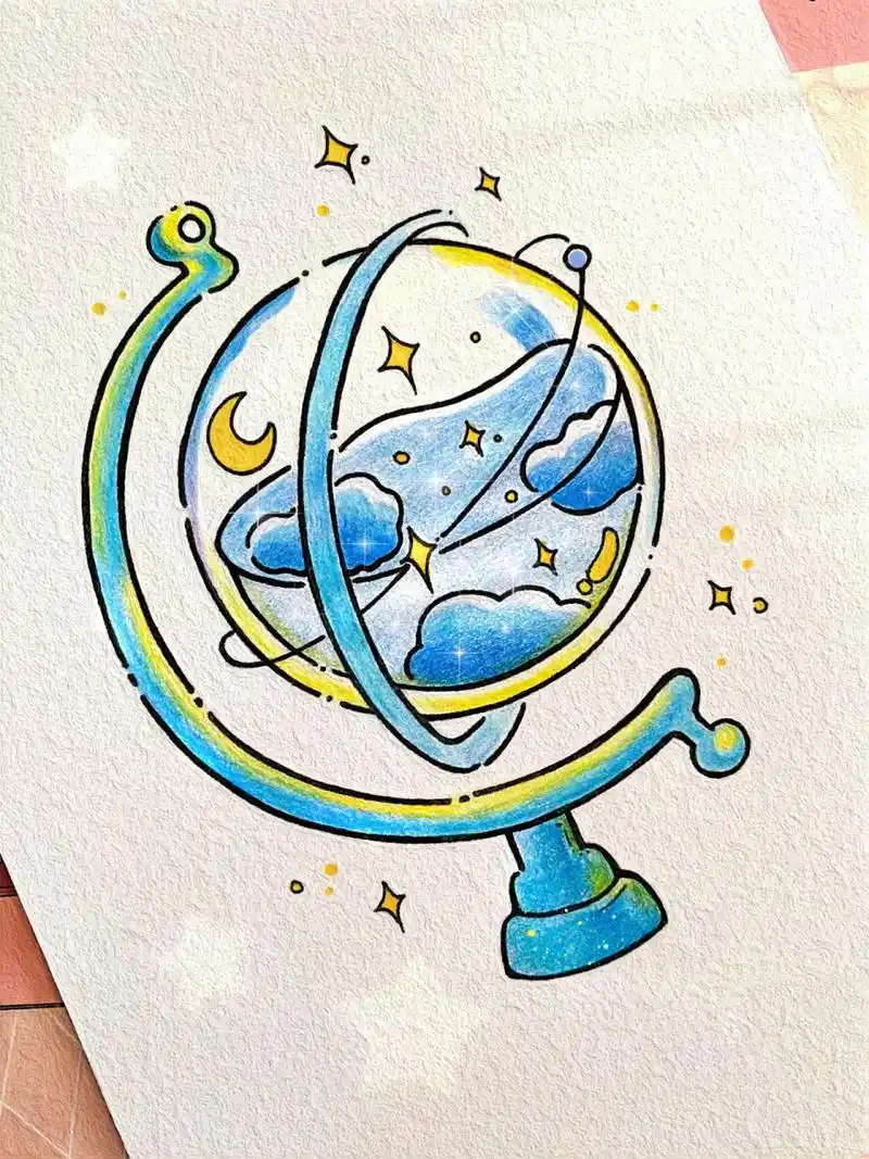 简笔画-地球仪   这短短的一生,我们最终都会逝去,你不妨大胆一些,做