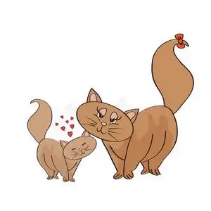 婴儿猫带着妈妈的小猫宝宝插画