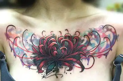 10张胸部彼岸花纹身图片胸口