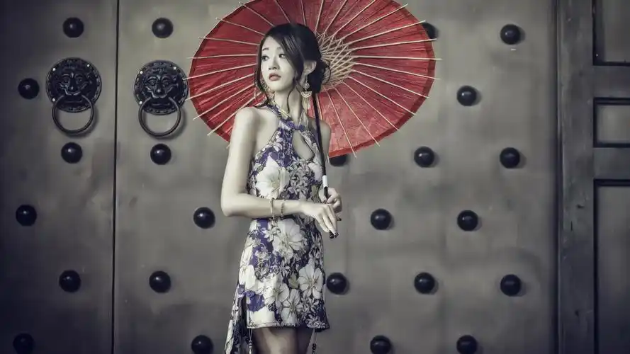 壁纸 可爱的中国女孩,旗袍,雨伞 1920x1200 hd 高清壁纸, 图片, 照片