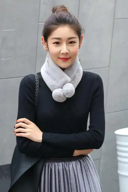 喜欢围脖女套头皮草黑的还喜欢