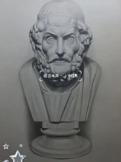 素描荷马石膏头像