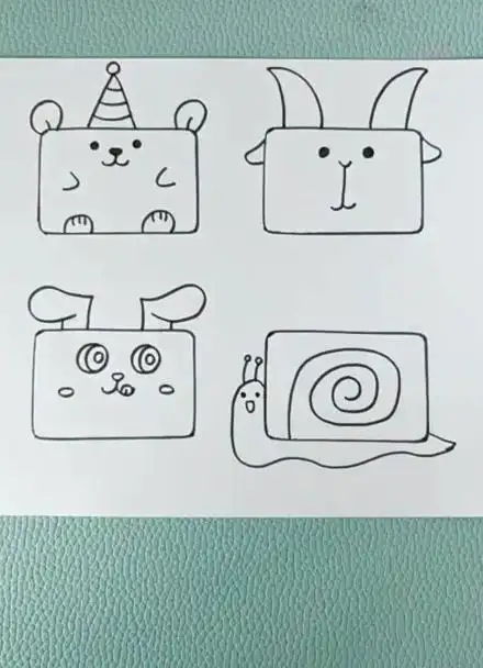 长方形画小动物