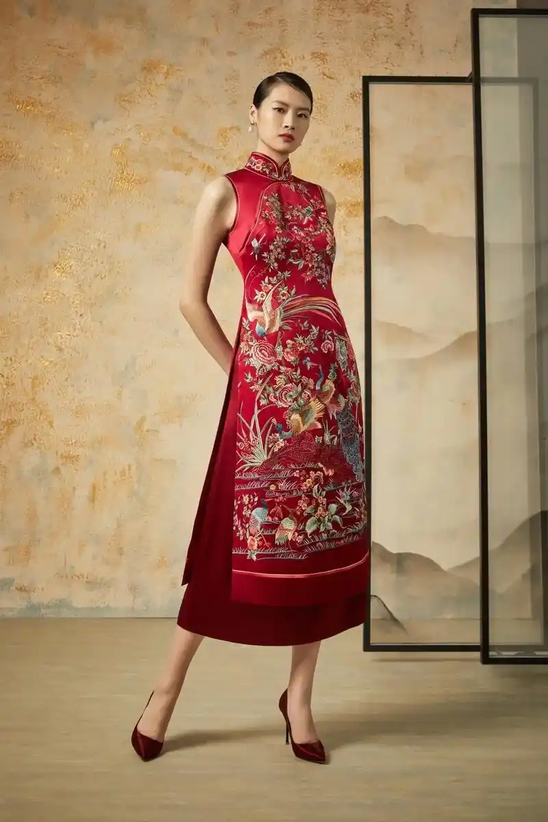 针尖上的国粹旗袍刺绣图案