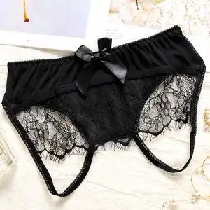 性感内裤女蕾丝骚低腰薄纱露透明超薄全透火辣毛情趣t裤三角裤衩