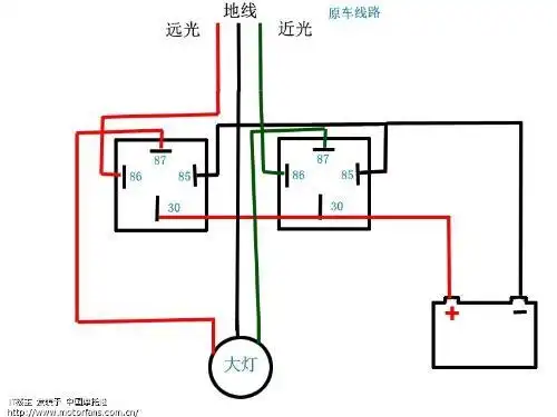 汽车大灯继电器接线图