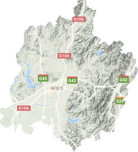 麻城市高清地形地图