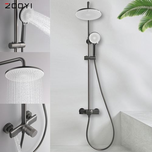 中邑枪灰淋浴花洒套装家用浴室洗澡龙头别墅沐浴瀑布花洒淋雨喷头