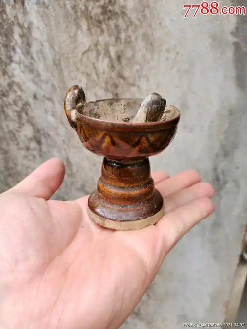 清代莲花老油灯高脚油灯-马灯/煤油灯-7788收藏