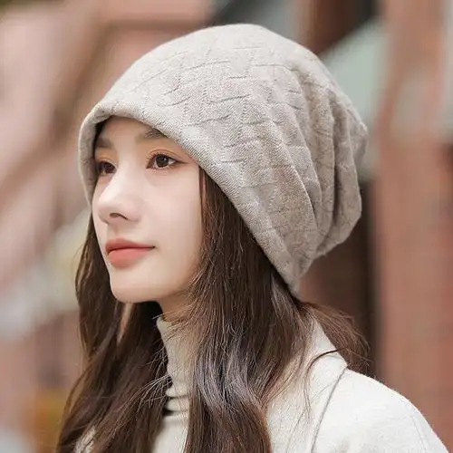 帽子女士洋气堆堆帽秋冬季百搭保暖针织毛线帽时尚网红显脸小冷帽