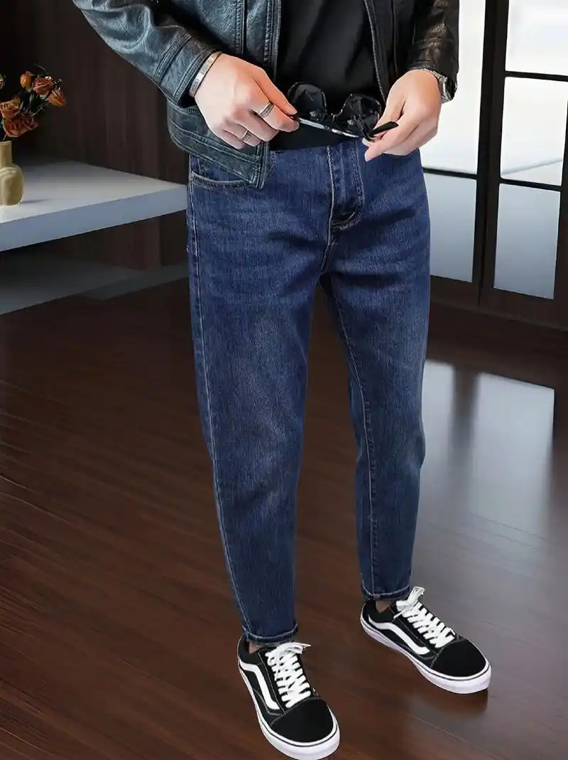 2025春夏男士蓝色修身小脚牛仔裤.兄弟们,2025春夏新款