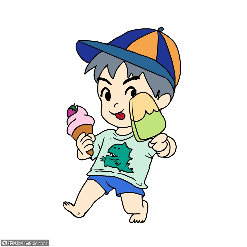 拿雪糕的小男孩