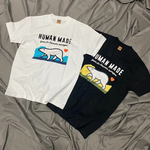 一件代发human made日潮夏日北极熊撞色短袖t恤宽松男女情侣百搭