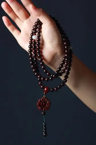 非洲小叶紫檀08*108颗手串搭配莲花佛珠血檀手持念珠女款手链批发