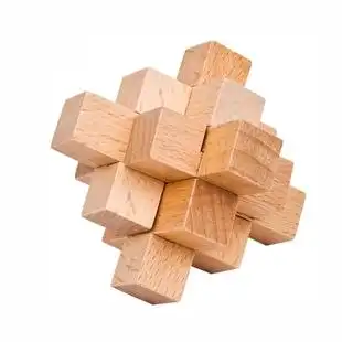 小菠萝 九根孔明锁 榉木鲁班锁 成人儿童益智力玩具 小九通