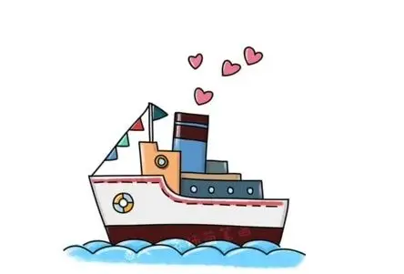 简笔画 交通工具简笔画 轮船的简笔画图片彩色   一艘颜色非常鲜艳的