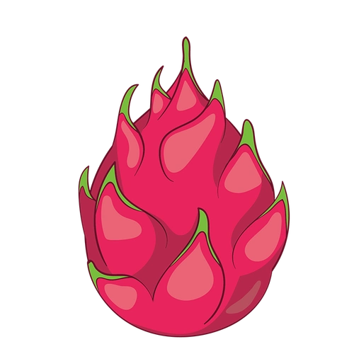 红色手绘卡通火龙果免抠水果素材