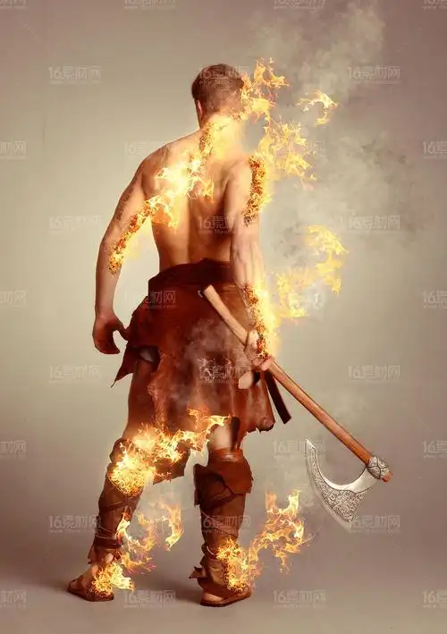 熊熊火焰照片人物燃烧特效效果ps动作16素材网精选工具模板burning