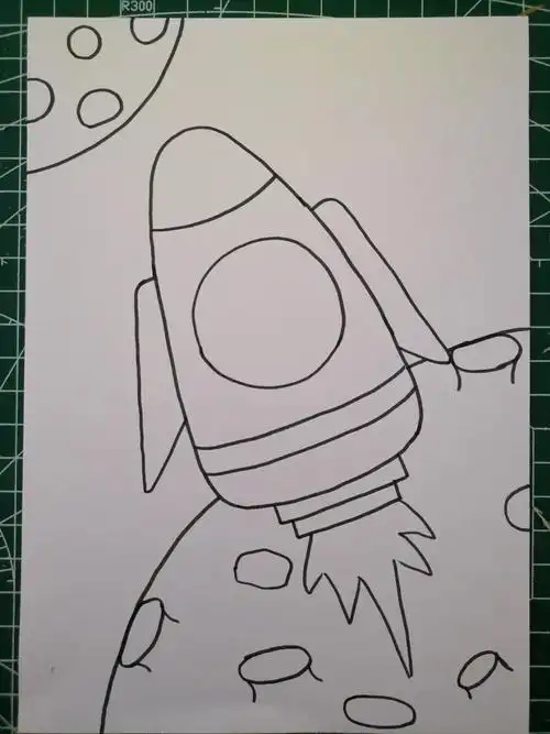 第666马克笔儿童画火箭