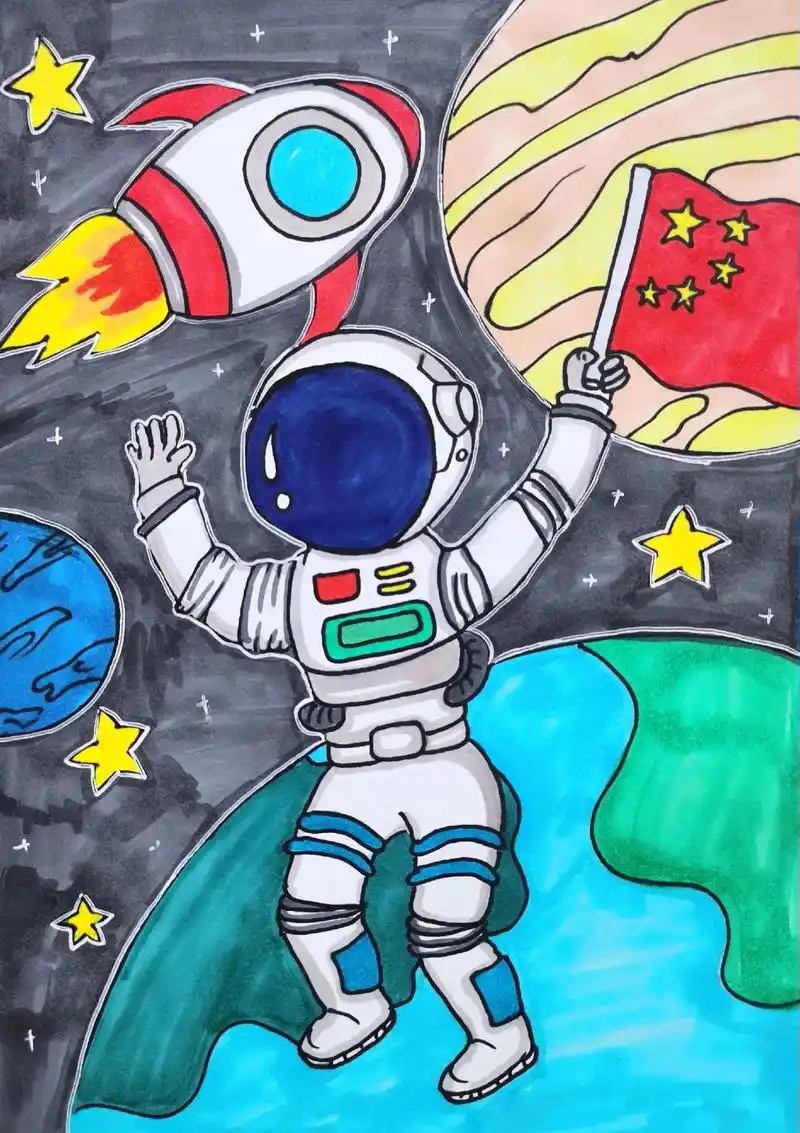 太空航天科幻主题画神奇的太空像梦境一样美好星空之下璀璨而神秘