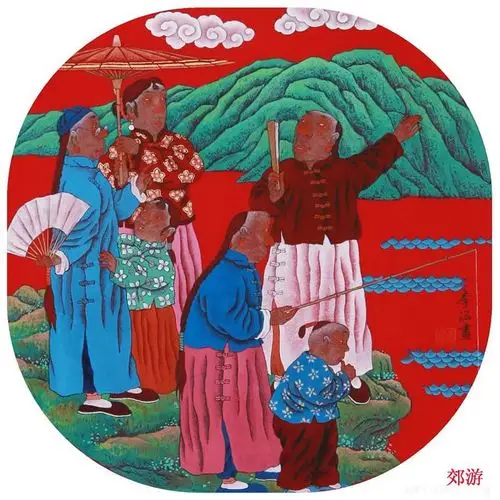 中国传统民俗元素主题绘画一